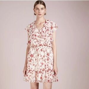 REBECCA MINKOFF ANTHROPOLOGIE CLAUDIA FLORAL CHIFFON DRESS S SMALL $198 SFS